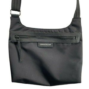 Longchamp Paris Le Pliage Neo Flat Nylon Crossbody Bag Black Adjustable Womens